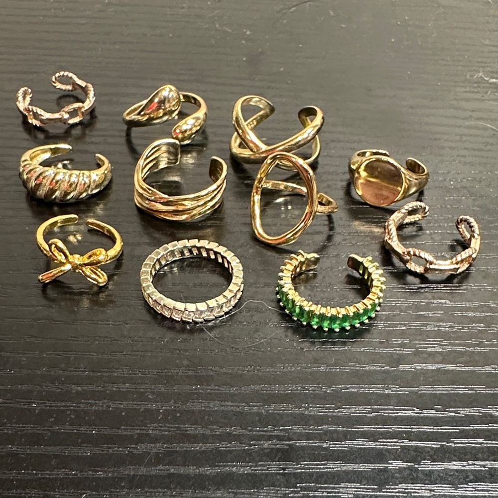 Mixed Stackable Women's Rings - Green Accent Option